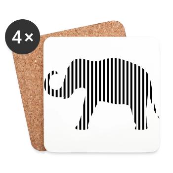 Elephant in strips - Coasters (set of 4) - white - Front