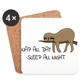 Sloth Napping - Dessous de verre (lot de 4) - blanc - Devant