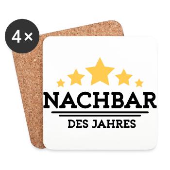 nachbar des Jahres - Untersetzer (4er-Set) - Weiß - Vorne
