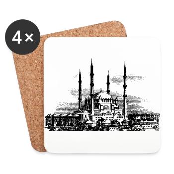MOSQUE. MOSLEM MUSLIM ISLAM KORAN ALLAH MEKKA - Coasters (set of 4) - white - Front