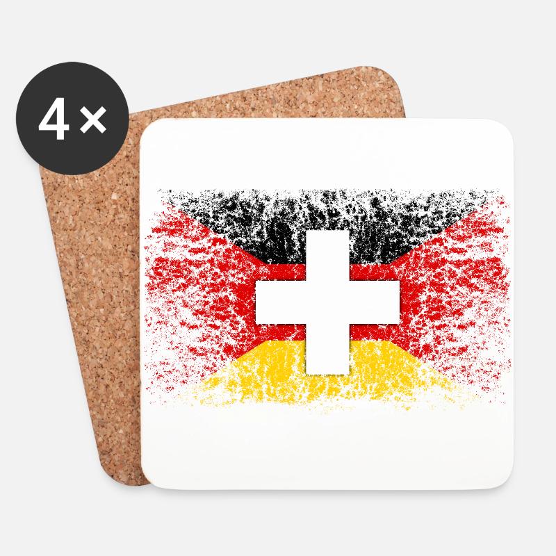 Deutschland Schweiz 001 - Untersetzer (4er-Set) - Weiß