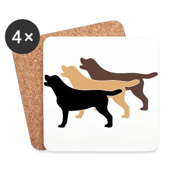 3 Labrador Farben - Untersetzer (4er-Set) - Weiß - Vorne