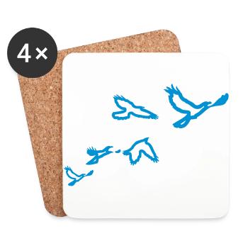 5 Voegel (1 color) - Untersetzer (4er-Set) - Weiß - Vorne