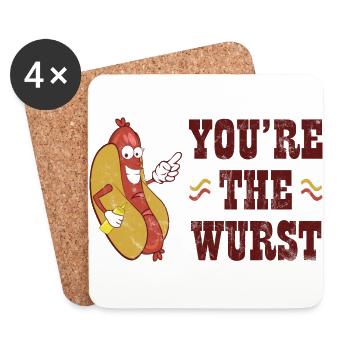 World Bratwurst Day - Tag der Bratwurst - Untersetzer (4er-Set) - Weiß - Vorne
