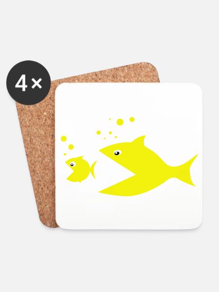 Fisch - Untersetzer (4er-Set) - Weiß