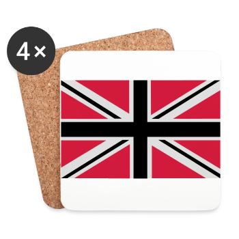 Union Jack | noir-blanc-rouge | bannière | drapeau - Dessous de verre (lot de 4) - blanc - Devant