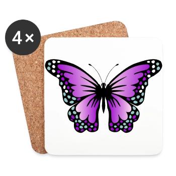 papillon - Dessous de verre (lot de 4) - blanc - Devant