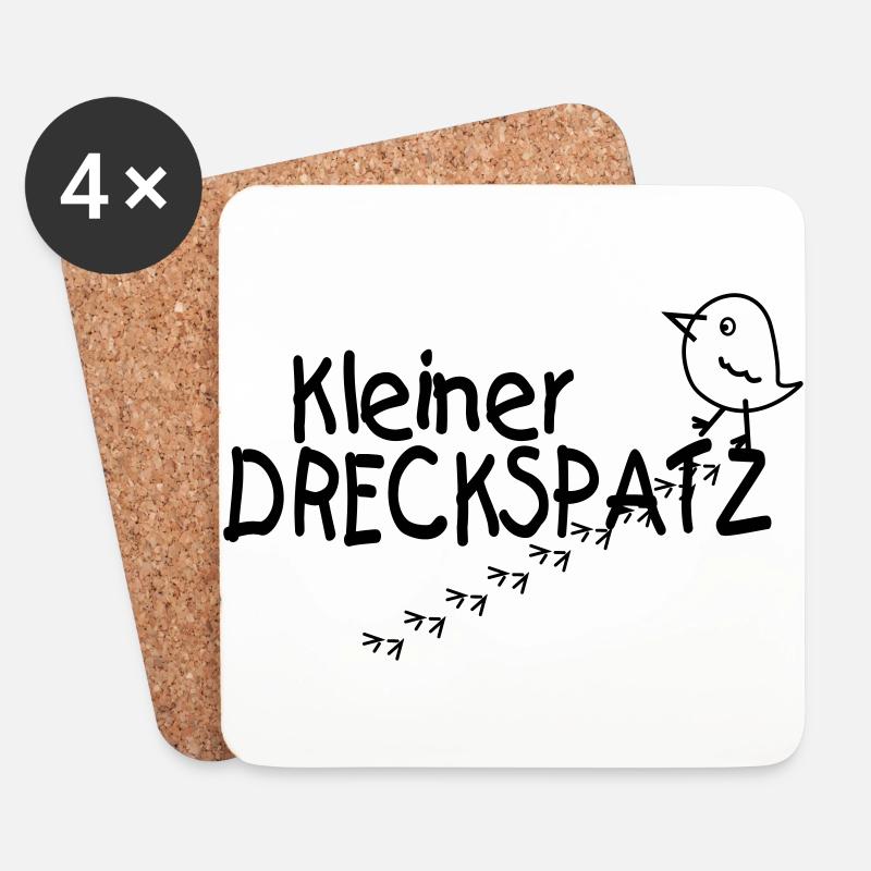 kleiner Dreckspatz Vogel - Untersetzer (4er-Set) - Weiß
