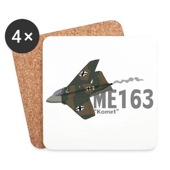 Me 163 Komet (Schreiben) - Untersetzer (4er-Set) - Weiß - Vorne