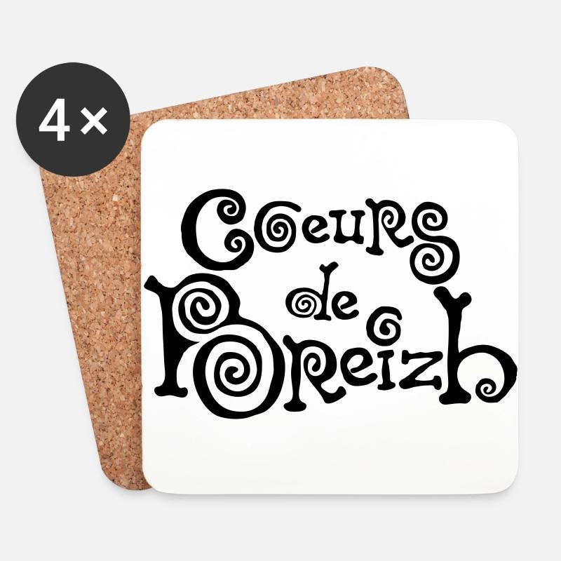 Herzen breizh Bretagne bzh logo - Untersetzer (4er-Set) - Weiß