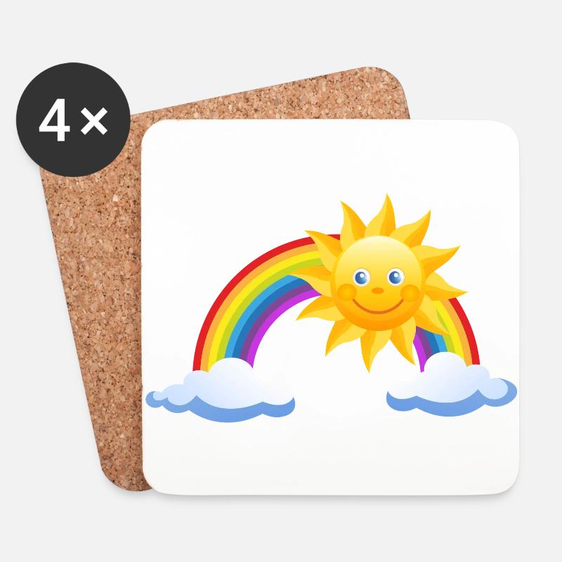 regenbogen sonne wolken wetter rainbow sun cloud41 - Untersetzer (4er-Set) - Weiß