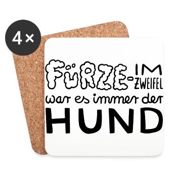 Fürze – Im Zweifel war es der Hund – Geschenkidee - Untersetzer (4er-Set) - Weiß - Vorne
