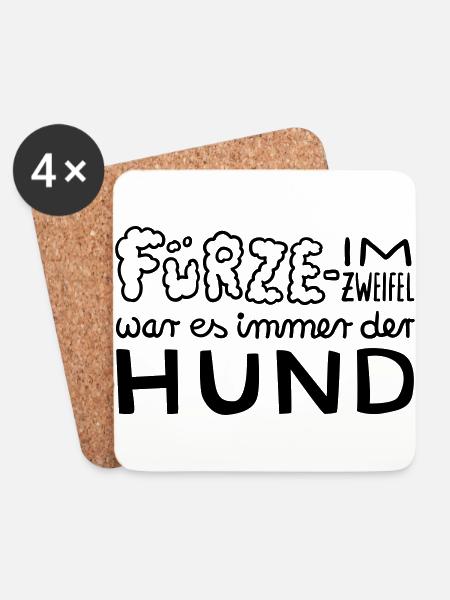 Fürze – Im Zweifel war es der Hund – Geschenkidee - Untersetzer (4er-Set) - Weiß