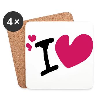 i_heart TXT coeurs aiment l'art vectoriel - Dessous de verre (lot de 4) - blanc - Devant