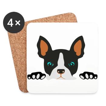 Bulldogge mit Beinen - Untersetzer (4er-Set) - Weiß - Vorne