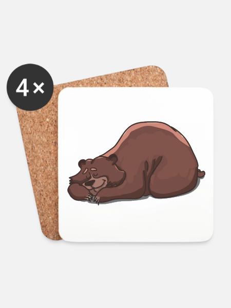 Der schlafende Bär - Untersetzer (4er-Set) - Weiß