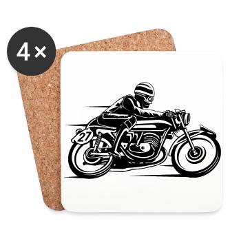 Cafe Racer Motorcycle 03_schwarz - Coasters (set of 4) - white - Front