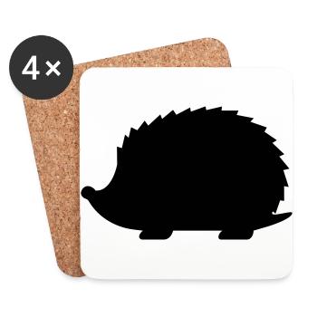 Hedgehog Silhouette animal idée cadeau petite - Dessous de verre (lot de 4) - blanc - Devant