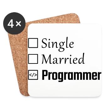 Single, Married, Programmer - Coasters (set of 4) - white - Front
