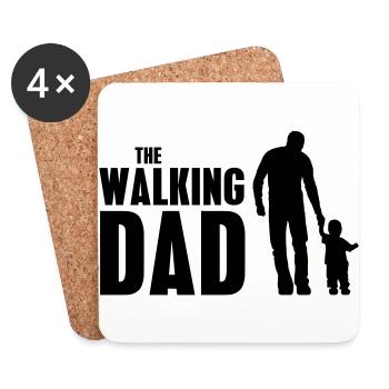 Marche papa Père Parents Fête des pères Idée cadeau - Dessous de verre (lot de 4) - blanc - Devant