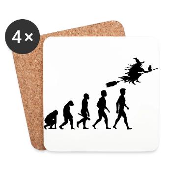 witch witch witch broom witch magic magic4 - Coasters (set of 4) - white - Front