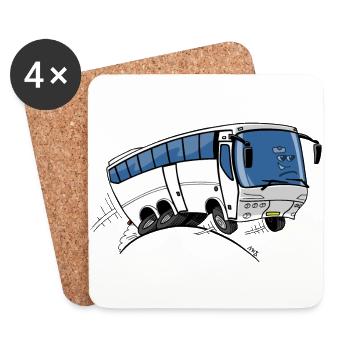 0710 bus - Dessous de verre (lot de 4) - blanc - Devant