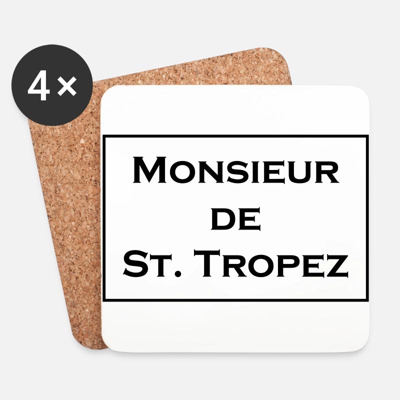 Monsieur de St.Tropez Spruch Geschenk Idee - Untersetzer (4er-Set) - Weiß