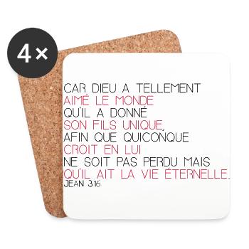 Jean 3 16 - Dessous de verre (lot de 4) - blanc - Devant