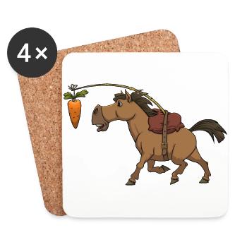 Pferd Karotte Möhre Reiten - Untersetzer (4er-Set) - Weiß - Vorne