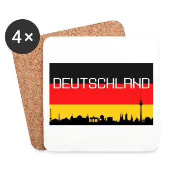 Deutschland Flagge Skyline - Untersetzer (4er-Set) - Weiß - Vorne