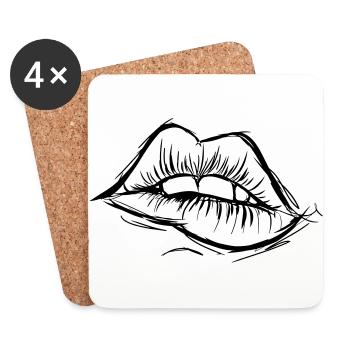 Sexy lips to fall in love with, gift idea - Coasters (set of 4) - white - Front