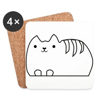 chat - Dessous de verre (lot de 4) - blanc - Devant