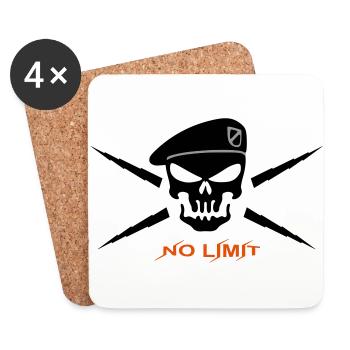 Tete de mort beret 2 - Dessous de verre (lot de 4) - blanc - Devant