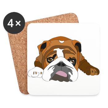 bouledogue - Dessous de verre (lot de 4) - blanc - Devant