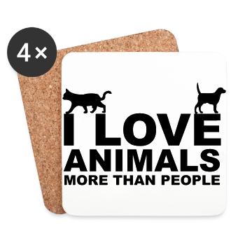 I Love Animals - Dessous de verre (lot de 4) - blanc - Devant