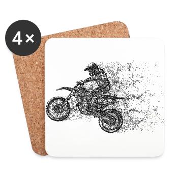 Moto Cross N - Dessous de verre (lot de 4) - blanc - Devant