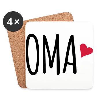 Oma Herz Großmutter Geschenk - Untersetzer (4er-Set) - Weiß - Vorne