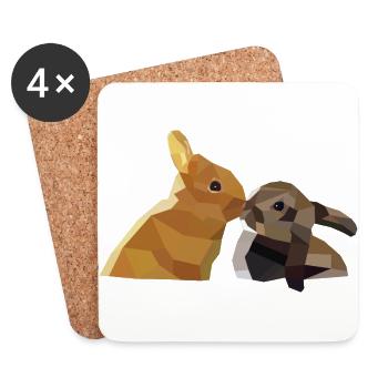 Lapins de pâques lapins polygone lapins cadeau amour - Dessous de verre (lot de 4) - blanc - Devant