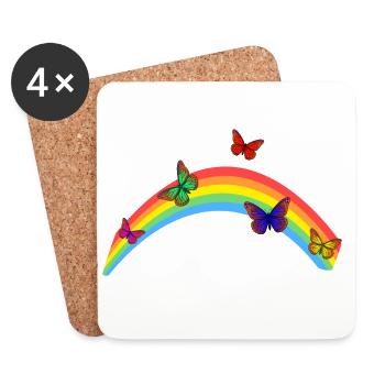 Schmetterling Regenbogen - Untersetzer (4er-Set) - Weiß - Vorne