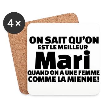 On sait qu'on est la meilleure mari - Dessous de verre (lot de 4) - blanc - Devant