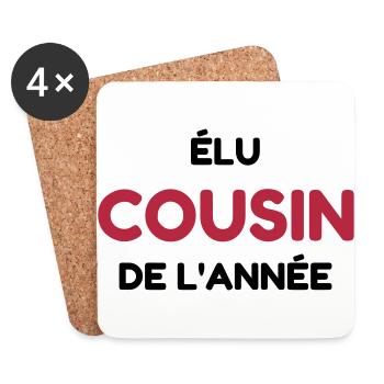 Cousin - Cousine - Famille - Bébé - Naissance - Dessous de verre (lot de 4) - blanc - Devant