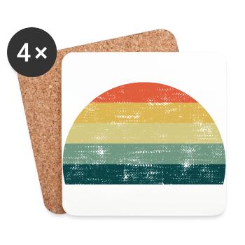 Retro sun Sunset rainbow colors template - Coasters (set of 4) - white - Front