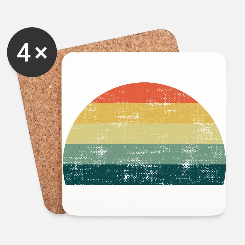 Retro Sonne Sunset Regenbogen Farben Vorlage - Untersetzer (4er-Set) - Weiß