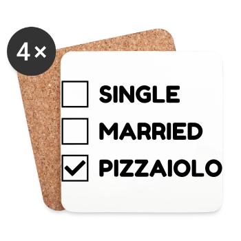 pizza / pizzaiolo / chef / italie / pizzaiola - Dessous de verre (lot de 4) - blanc - Devant