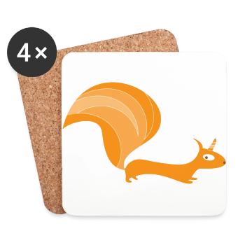 Eichhörnchen mit Einhorn (b) - Untersetzer (4er-Set) - Weiß - Vorne