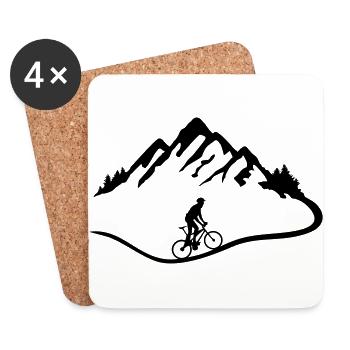 Mountain biking, cycling - Dessous de verre (lot de 4) - blanc - Devant