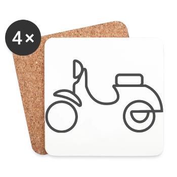 Roller lineart, scooter minimaliste - Dessous de verre (lot de 4) - blanc - Devant