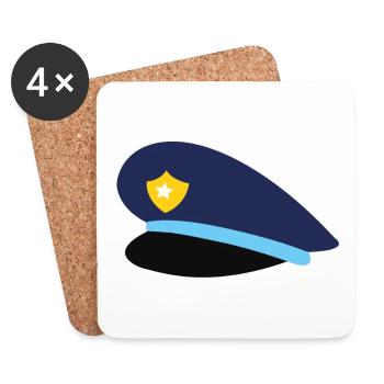 Police hat - Coasters (set of 4) - white - Front