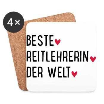 Beste Reitlehrerin der Welt - Untersetzer (4er-Set) - Weiß - Vorne