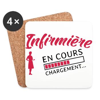 Infirmière en cours Future infirmière - Dessous de verre (lot de 4) - blanc - Devant